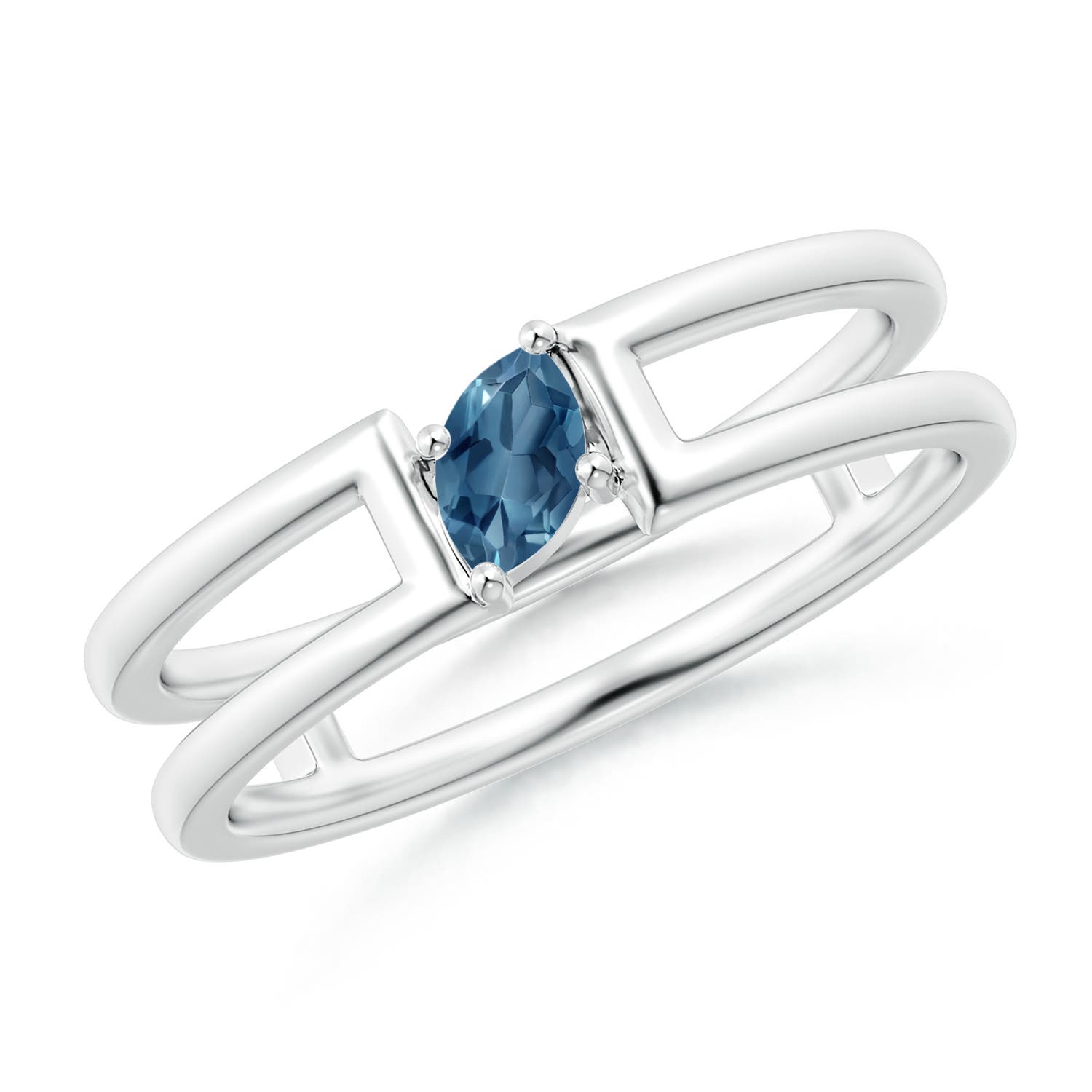 A - London Blue Topaz / 0.17 CT / 14 KT White Gold