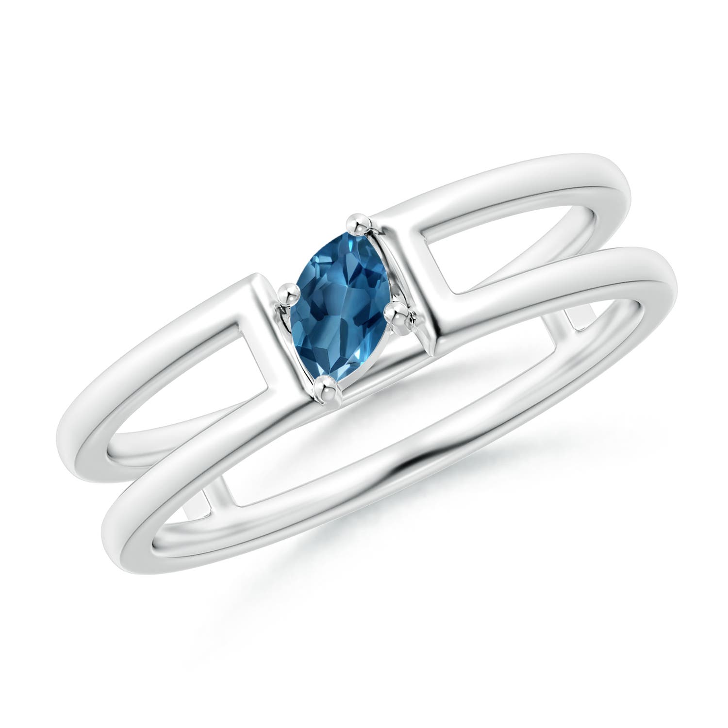 AA - London Blue Topaz / 0.17 CT / 14 KT White Gold