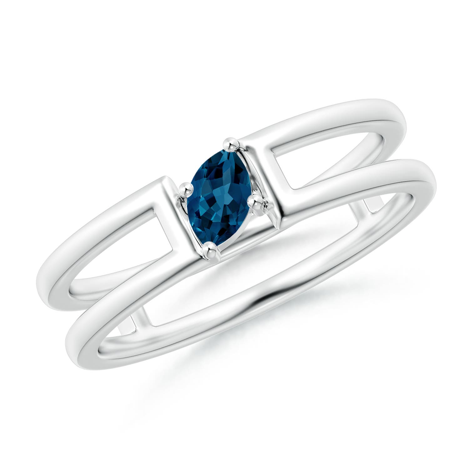 AAA - London Blue Topaz / 0.17 CT / 14 KT White Gold