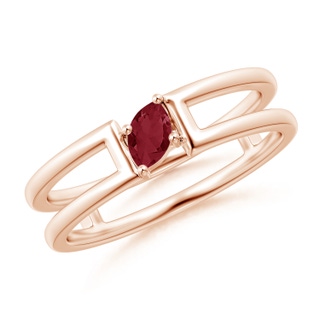 5x2.5mm A Tilted Marquise Ruby Solitaire Parallel Split Shank Ring in Rose Gold
