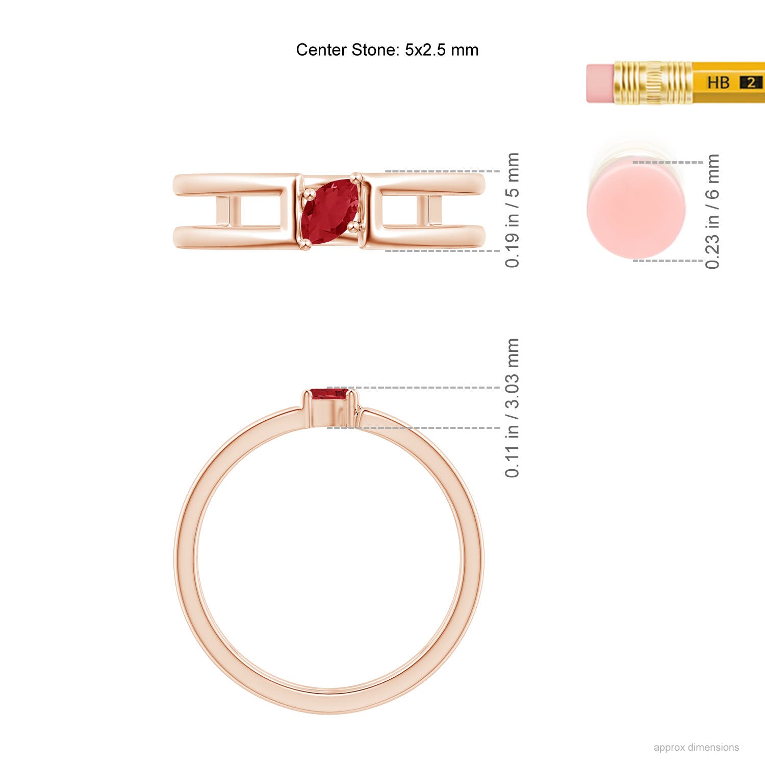 AA - Ruby / 0.18 CT / 14 KT Rose Gold