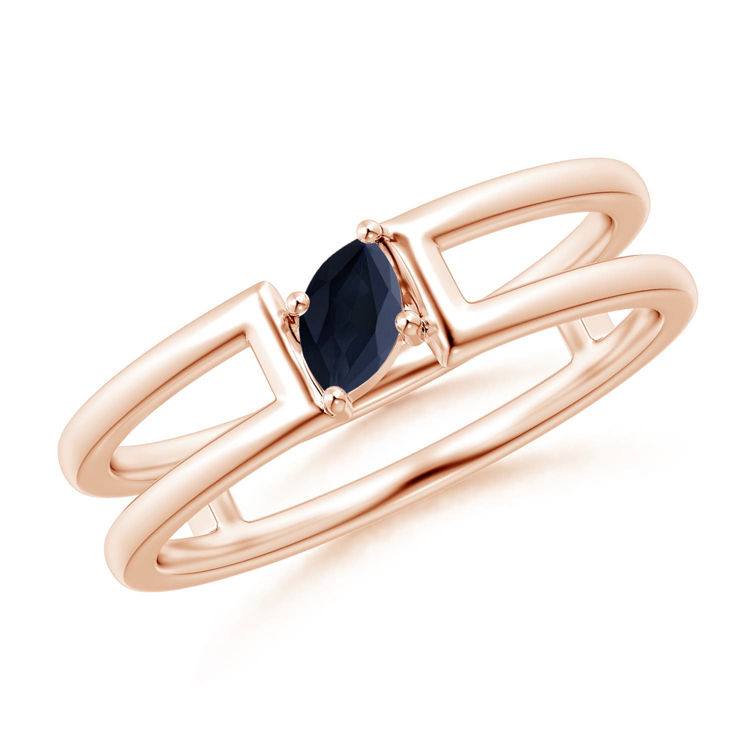 A - Blue Sapphire / 0.2 CT / 14 KT Rose Gold