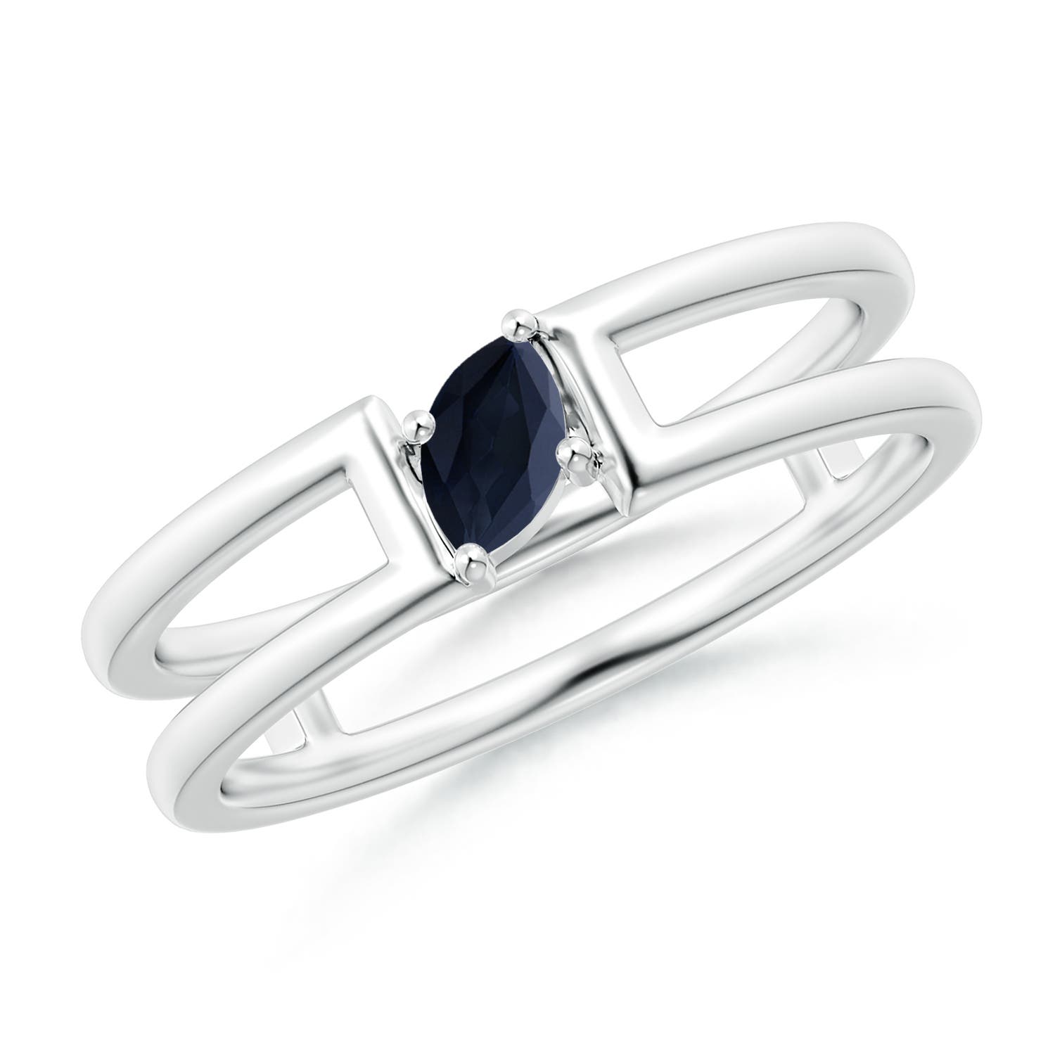 A - Blue Sapphire / 0.2 CT / 14 KT White Gold