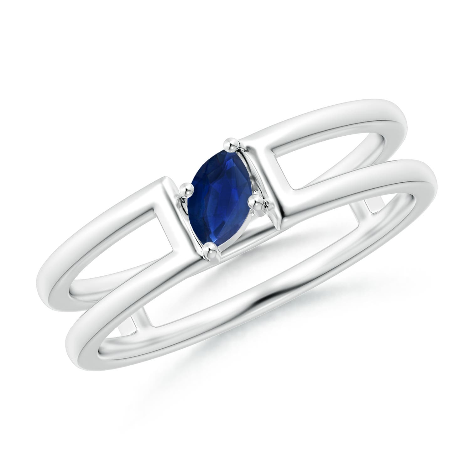 AA - Blue Sapphire / 0.2 CT / 14 KT White Gold