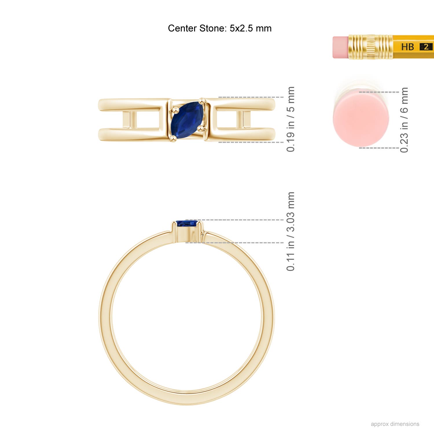 AA - Blue Sapphire / 0.2 CT / 14 KT Yellow Gold