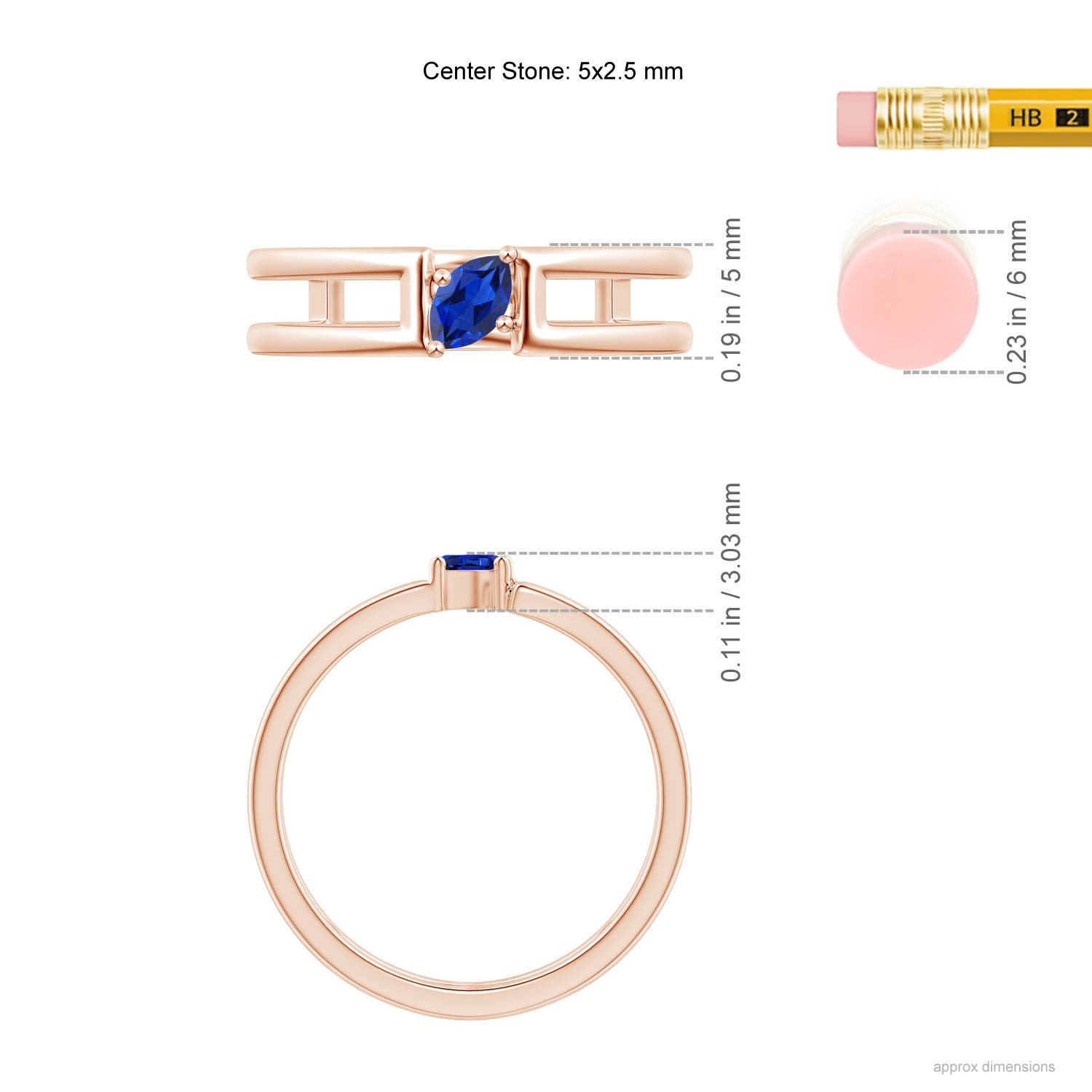 AAA - Blue Sapphire / 0.2 CT / 14 KT Rose Gold