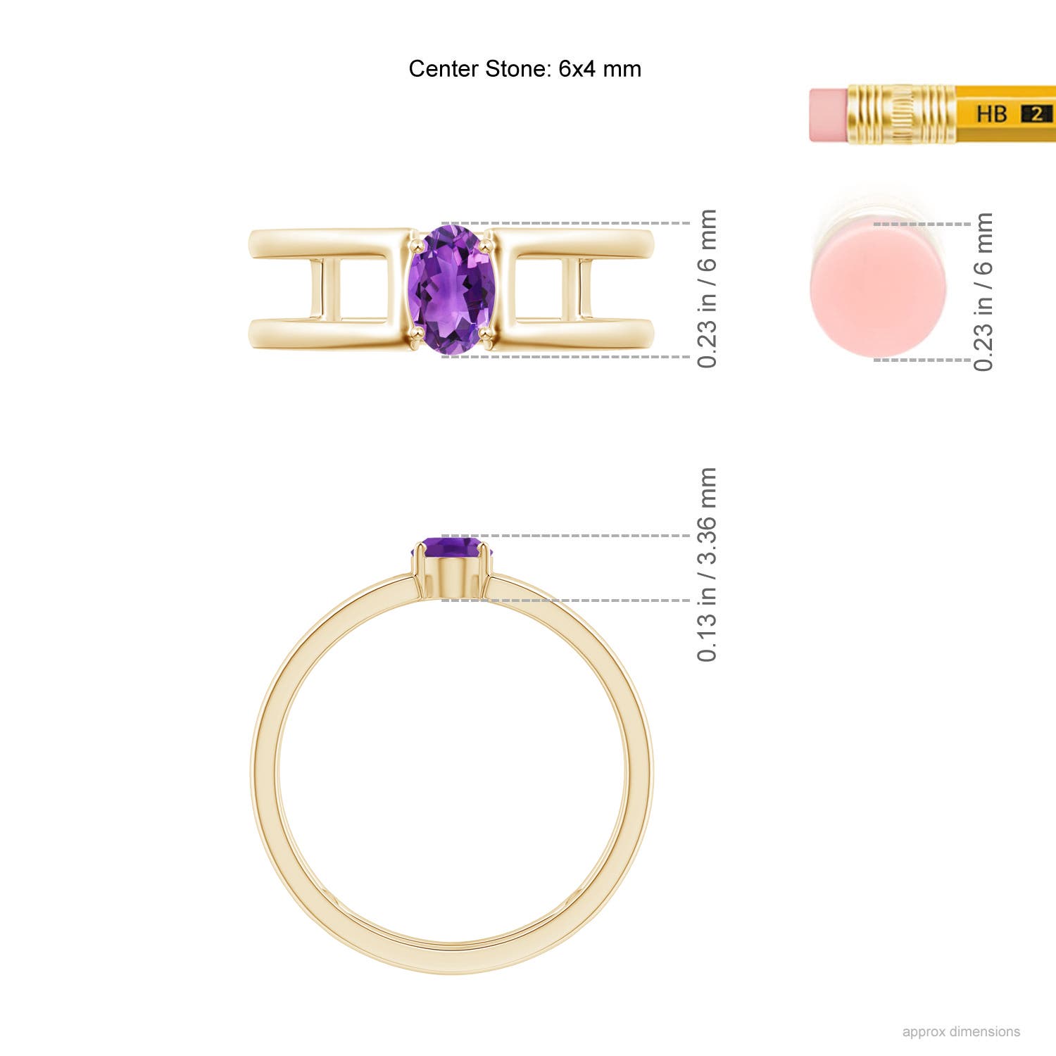 AAA - Amethyst / 0.4 CT / 14 KT Yellow Gold