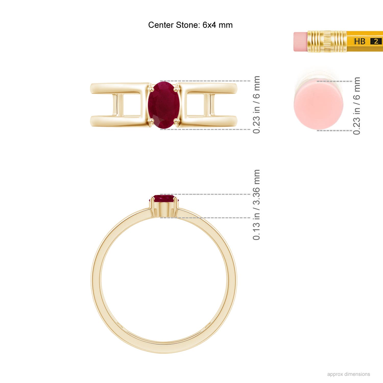 A - Ruby / 0.6 CT / 14 KT Yellow Gold