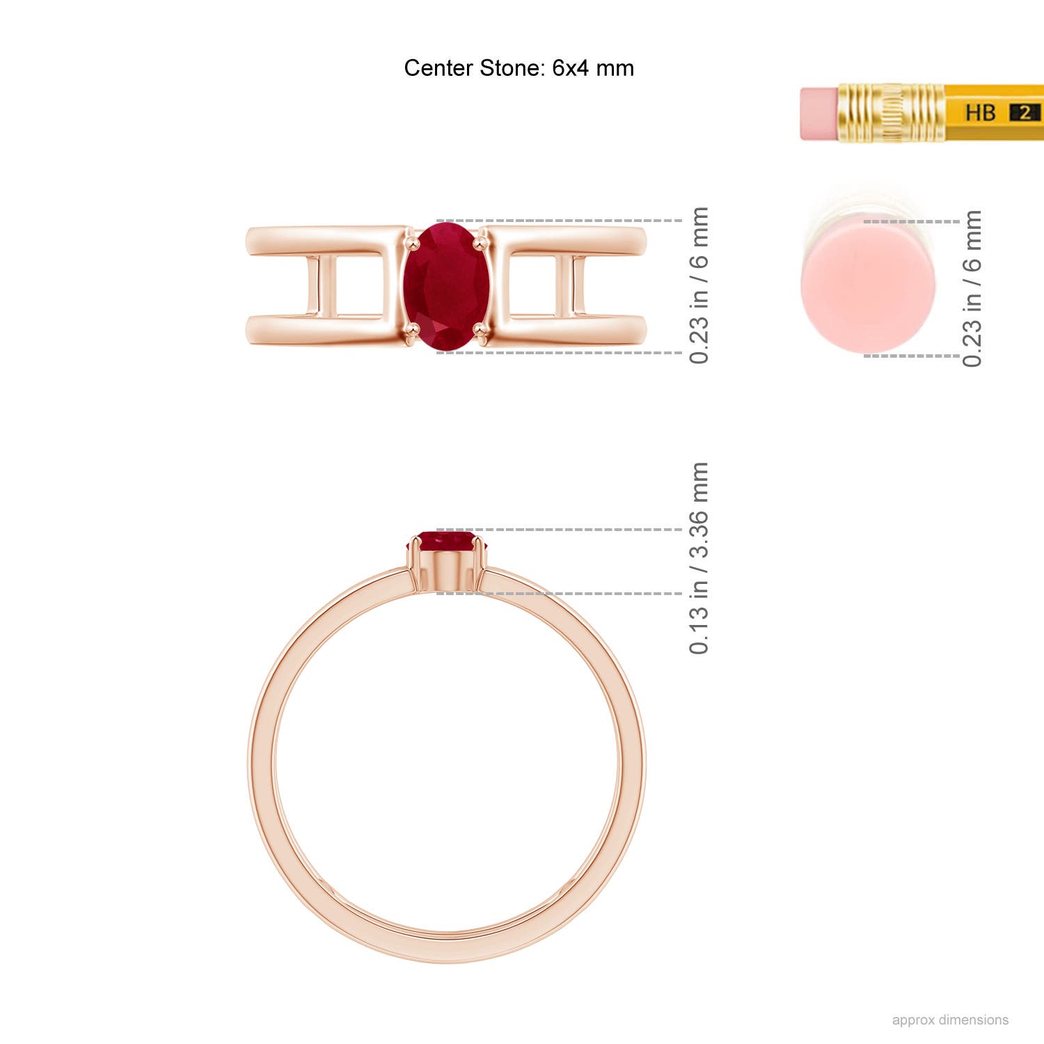 AA - Ruby / 0.6 CT / 14 KT Rose Gold