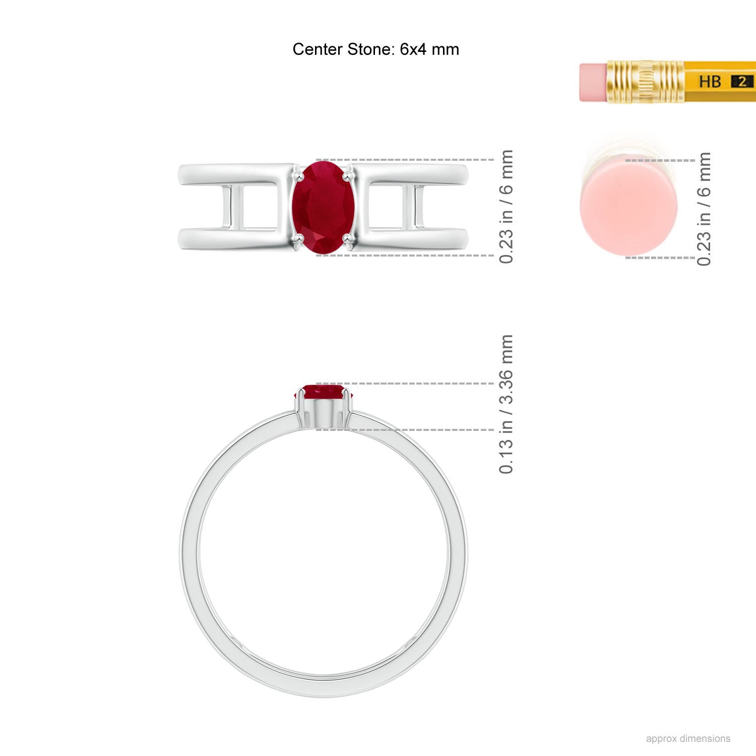 AA - Ruby / 0.6 CT / 14 KT White Gold