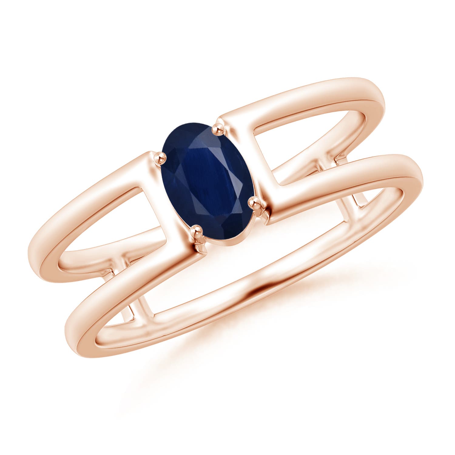 A - Blue Sapphire / 0.6 CT / 14 KT Rose Gold