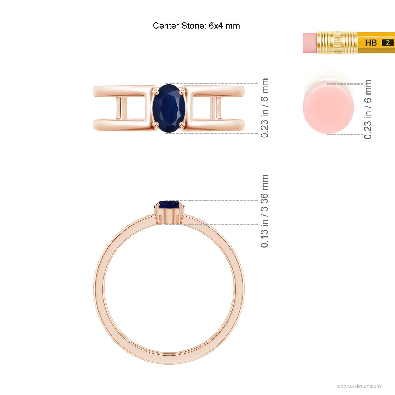 A - Blue Sapphire / 0.6 CT / 14 KT Rose Gold