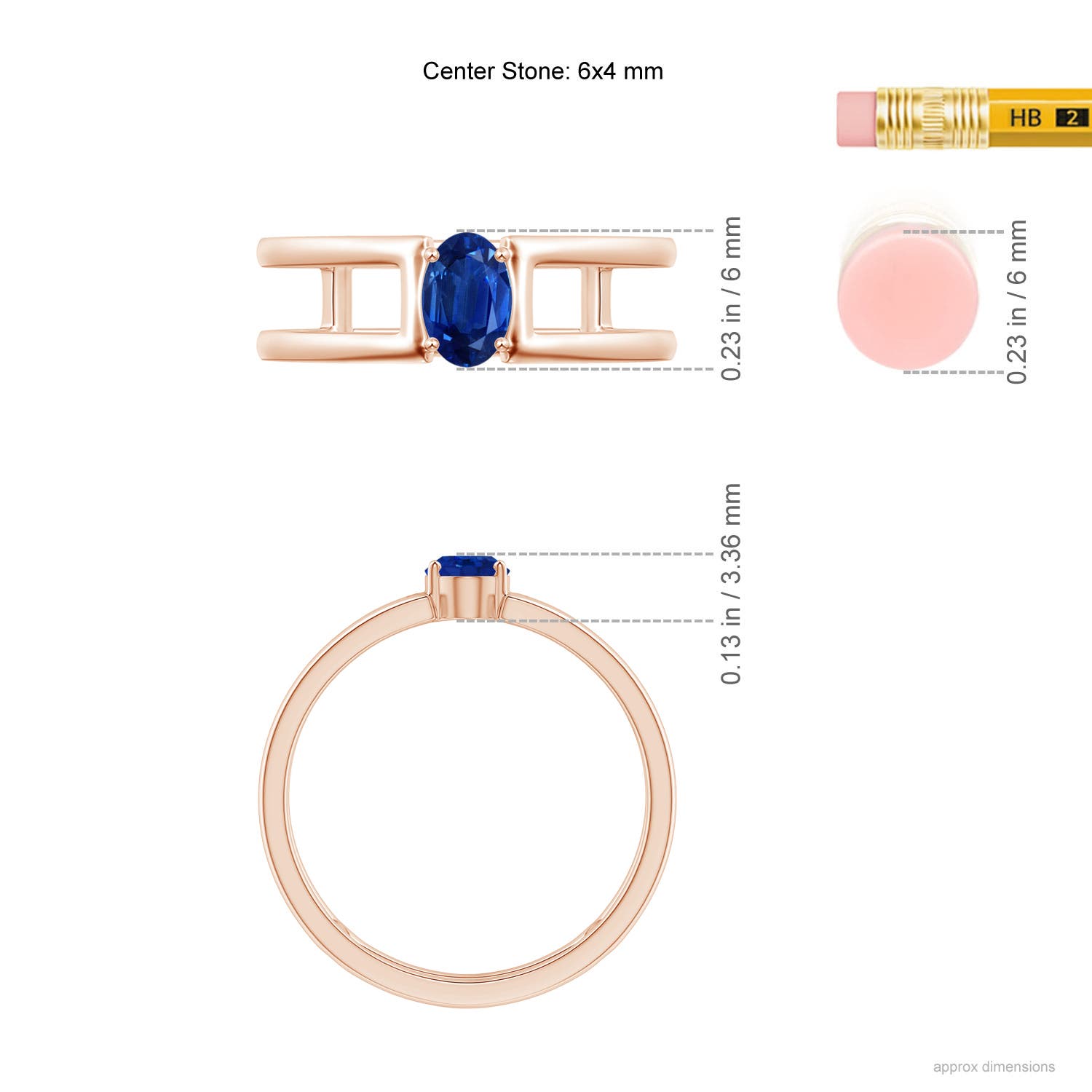 AAA - Blue Sapphire / 0.6 CT / 14 KT Rose Gold