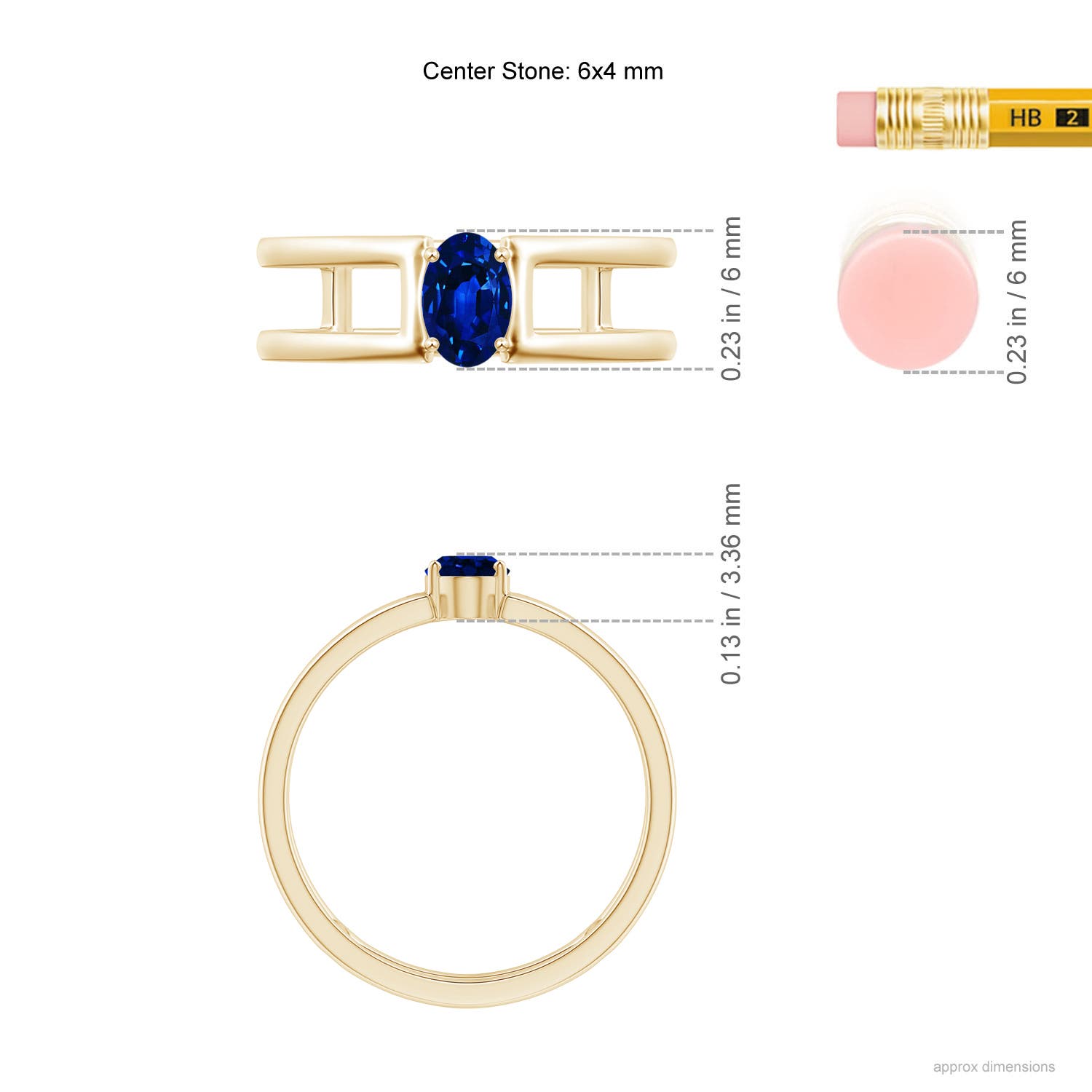 AAAA - Blue Sapphire / 0.6 CT / 14 KT Yellow Gold