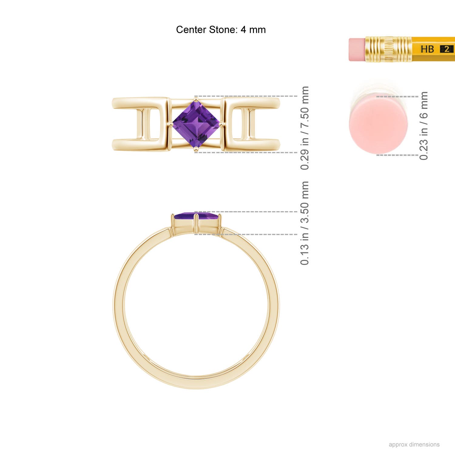 AAAA - Amethyst / 0.33 CT / 14 KT Yellow Gold