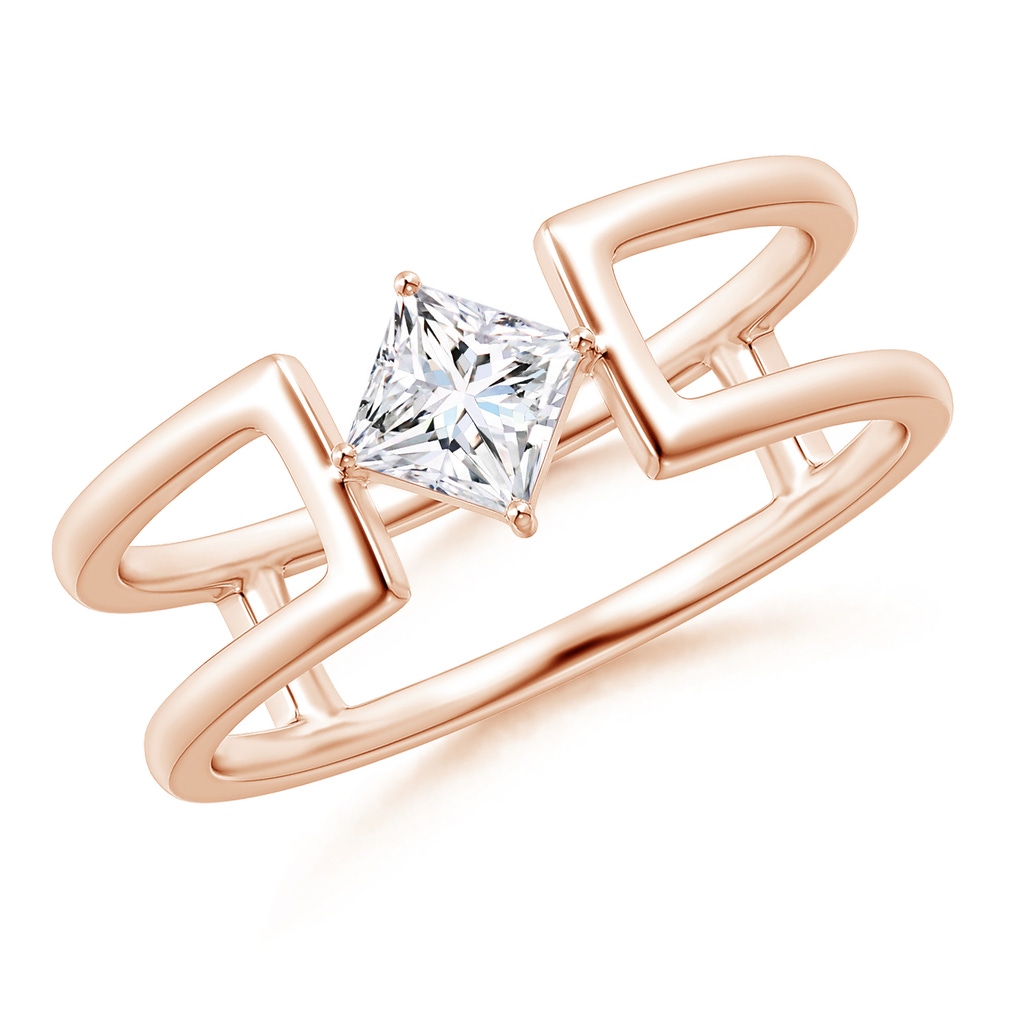 4mm GVS2 Princess Diamond Solitaire Parallel Split Shank Ring in Rose Gold