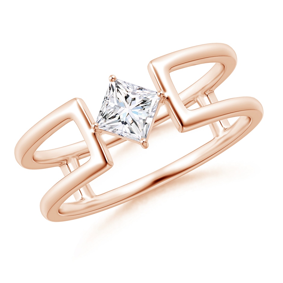 4mm GVS2 Princess Diamond Solitaire Parallel Split Shank Ring in Rose Gold 