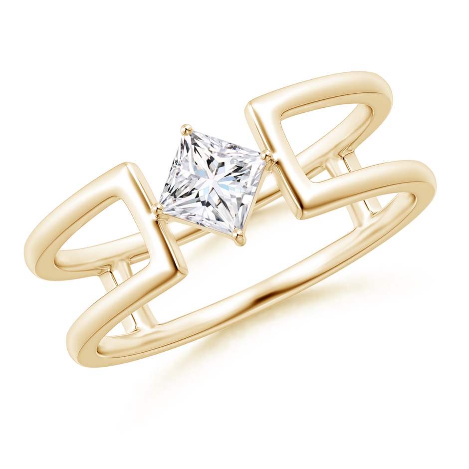 4mm GVS2 Princess Diamond Solitaire Parallel Split Shank Ring in Yellow Gold 
