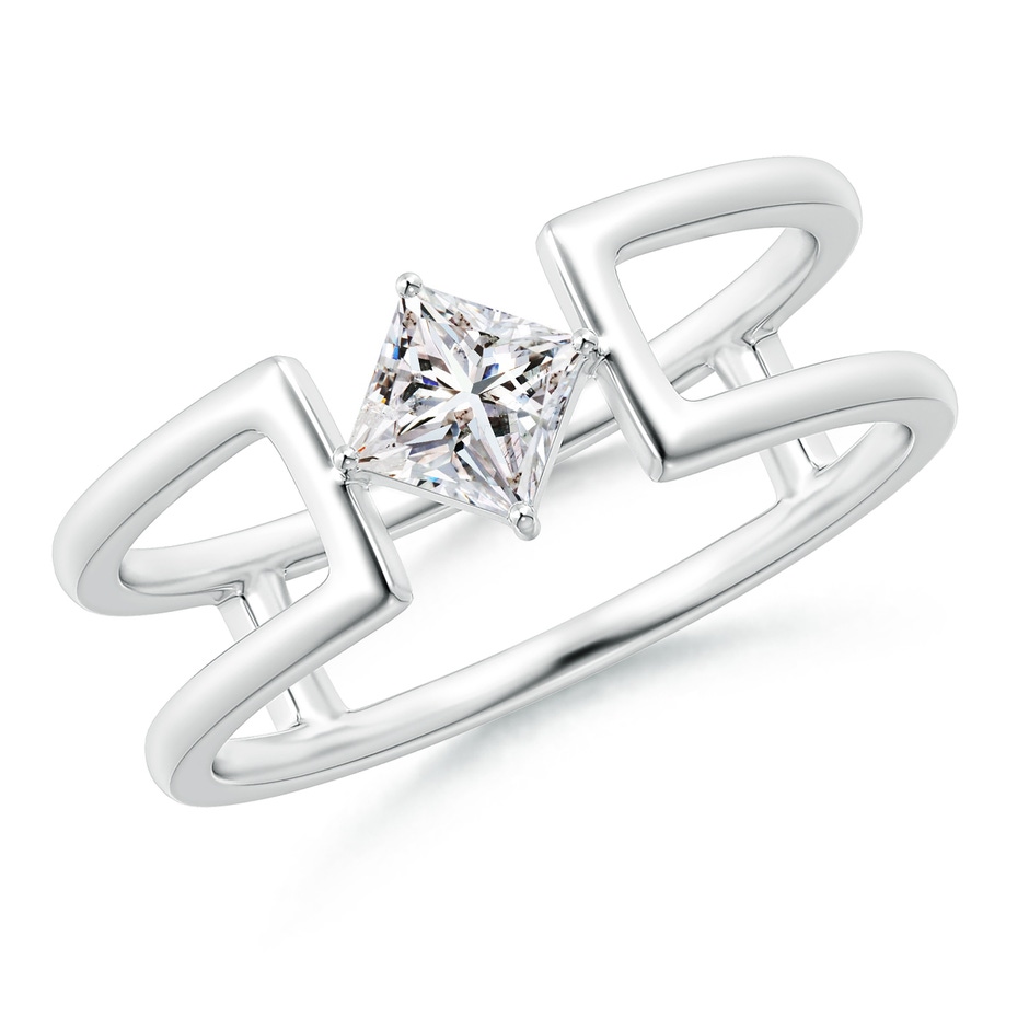 4mm IJI1I2 Princess Diamond Solitaire Parallel Split Shank Ring in White Gold 