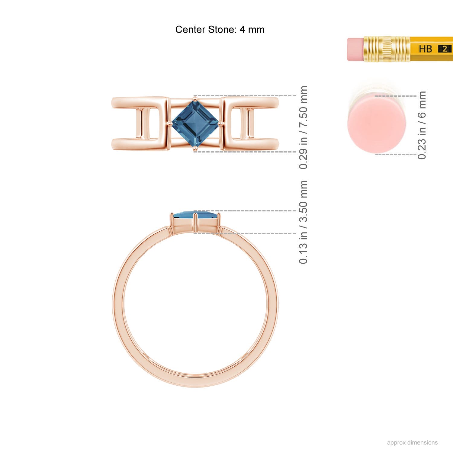 A - London Blue Topaz / 0.44 CT / 14 KT Rose Gold