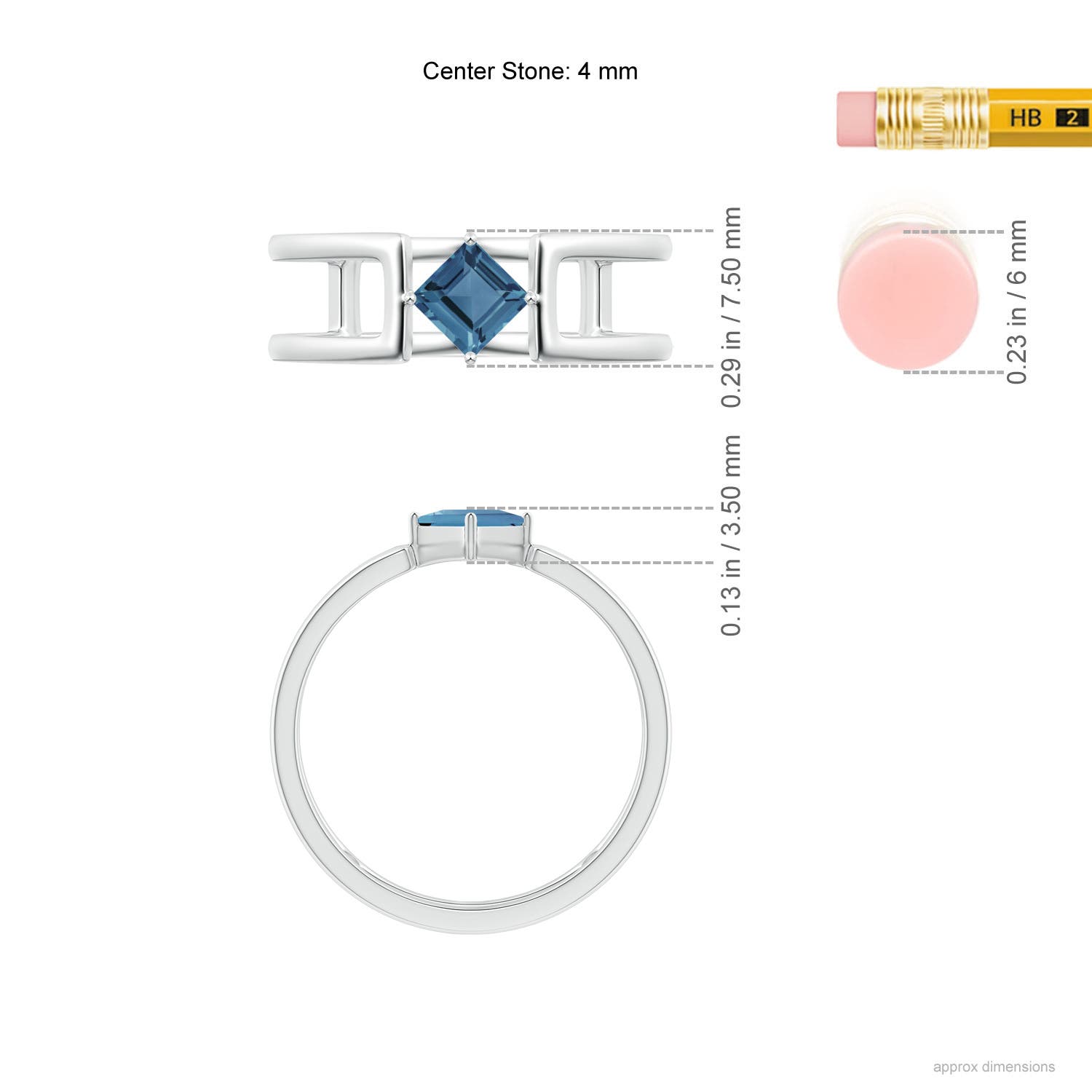 A - London Blue Topaz / 0.44 CT / 14 KT White Gold