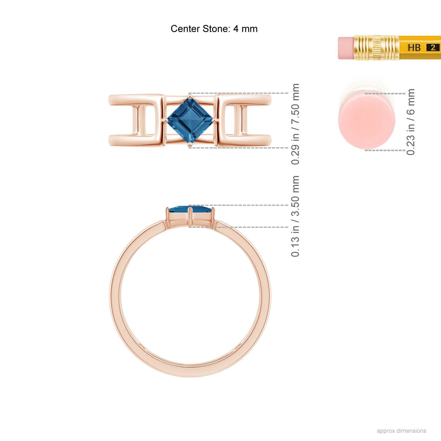 AA - London Blue Topaz / 0.44 CT / 14 KT Rose Gold