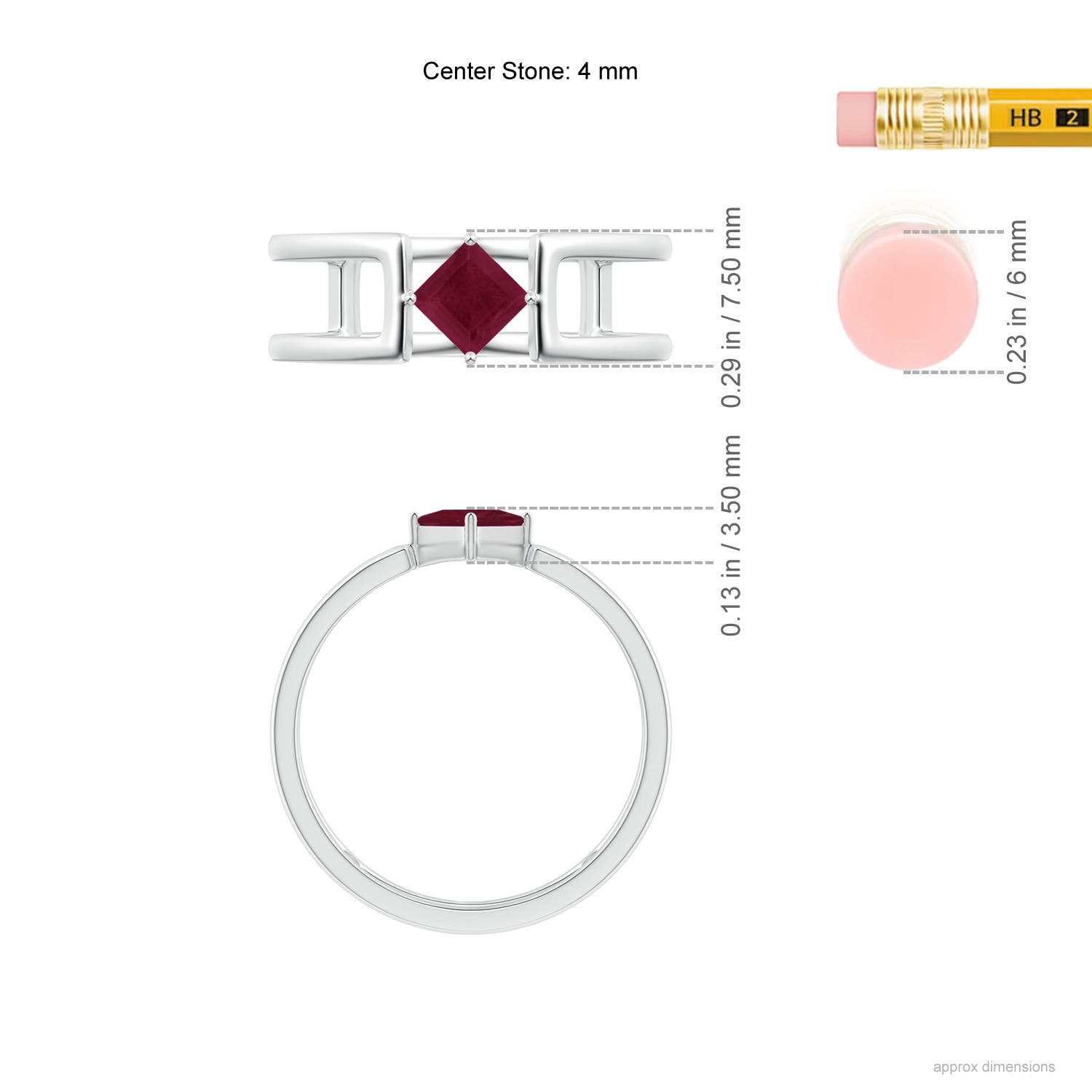 A - Ruby / 0.4 CT / 14 KT White Gold