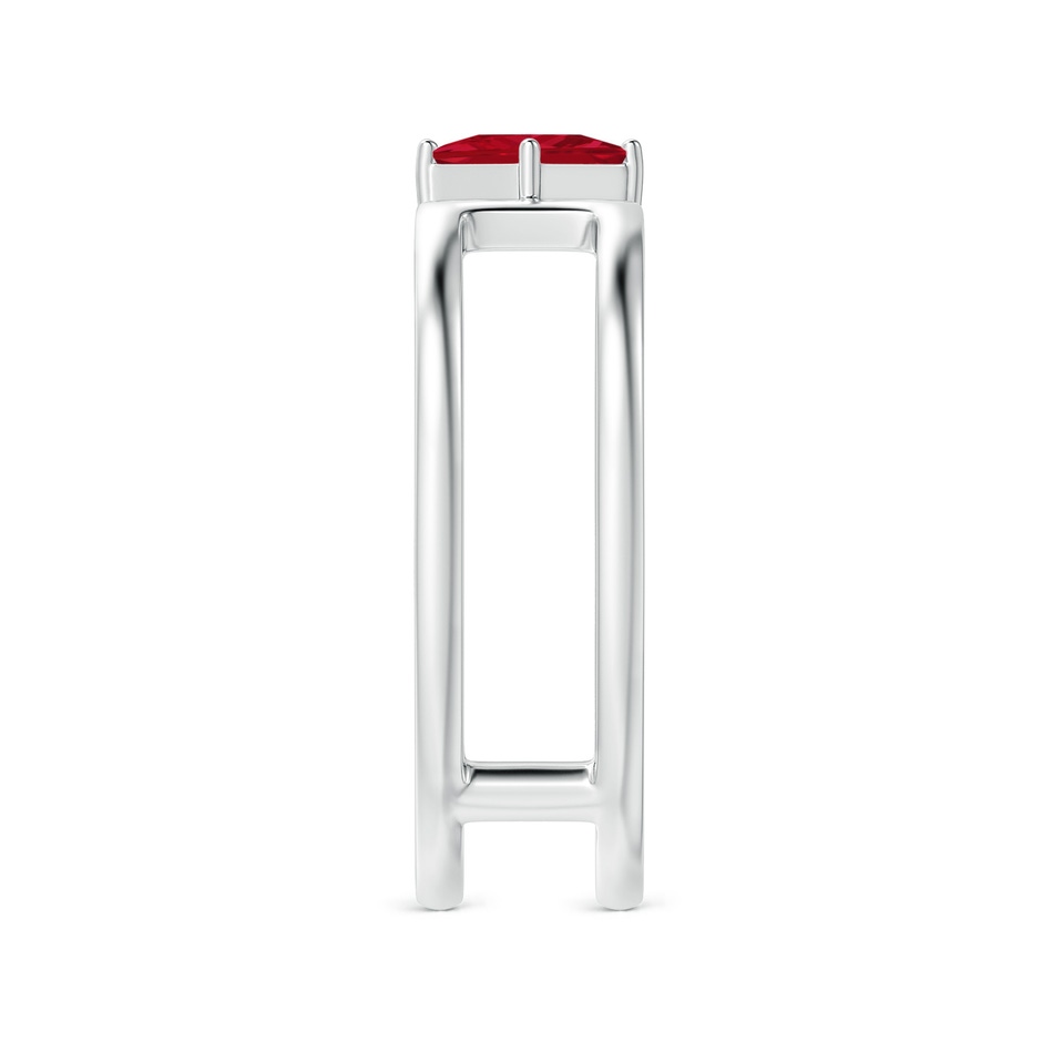 4mm AAA Square Ruby Solitaire Parallel Split Shank Ring in P950 Platinum side-2
