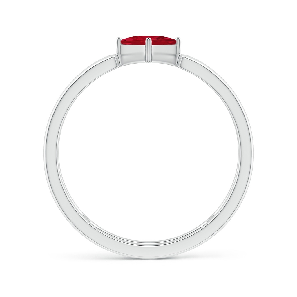 4mm AAA Square Ruby Solitaire Parallel Split Shank Ring in White Gold - side_1