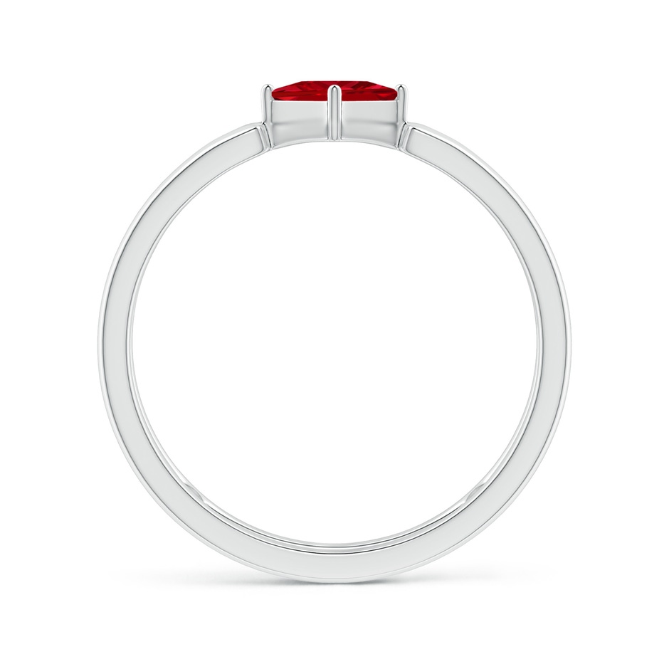 4mm AAAA Square Ruby Solitaire Parallel Split Shank Ring in P950 Platinum side-1