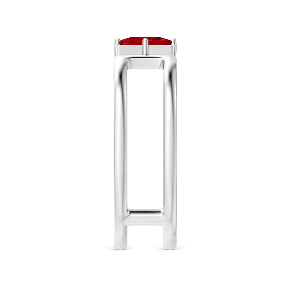 4mm AAAA Square Ruby Solitaire Parallel Split Shank Ring in P950 Platinum side-2