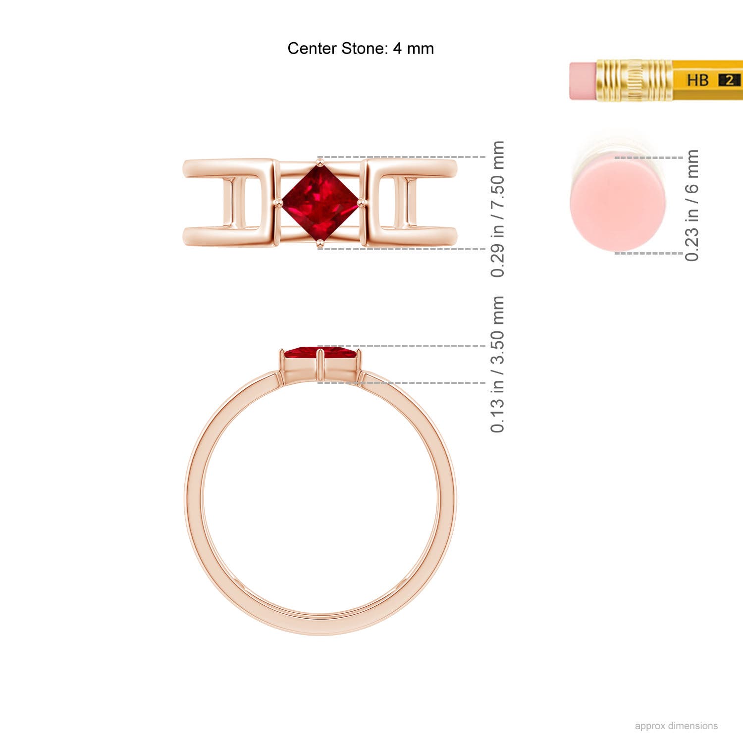 AAAA - Ruby / 0.4 CT / 14 KT Rose Gold