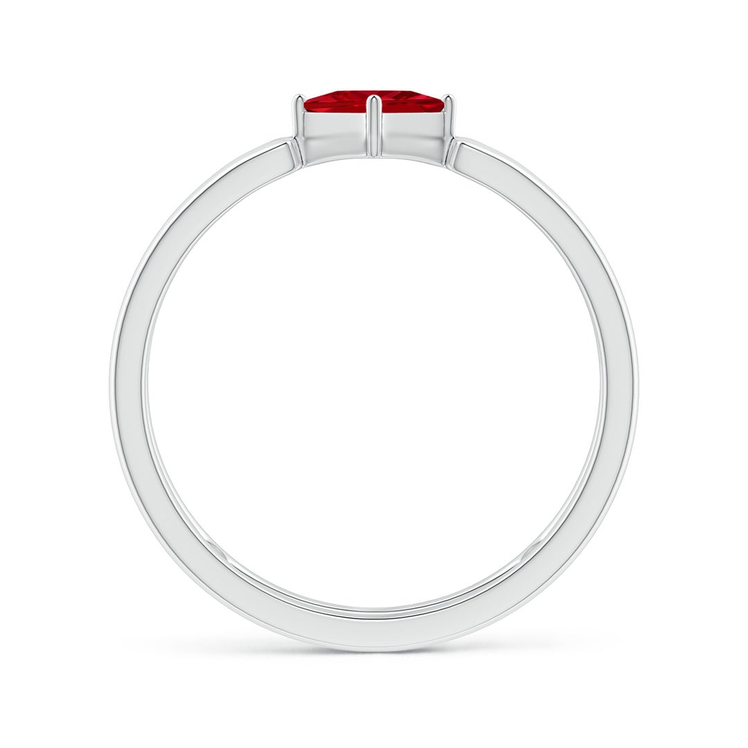Square Ruby Solitaire Parallel Split Shank Ring