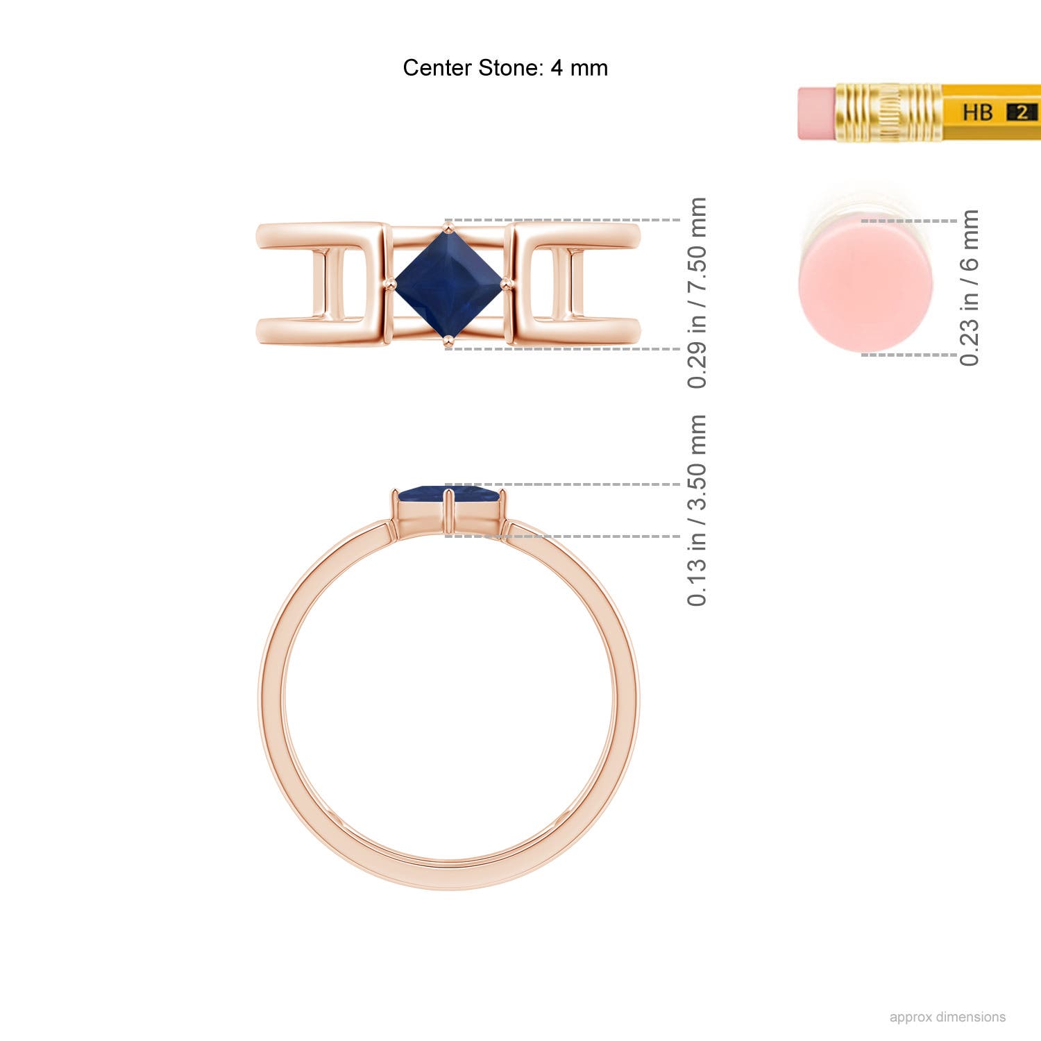 A - Blue Sapphire / 0.4 CT / 14 KT Rose Gold