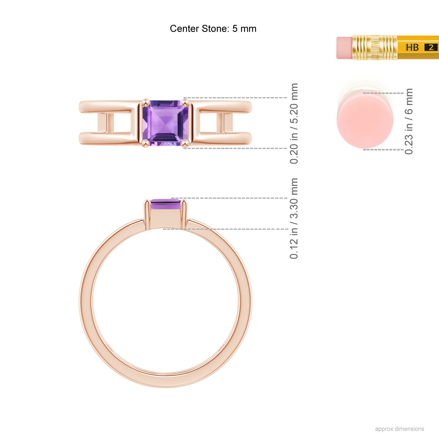 A - Amethyst / 0.7 CT / 14 KT Rose Gold