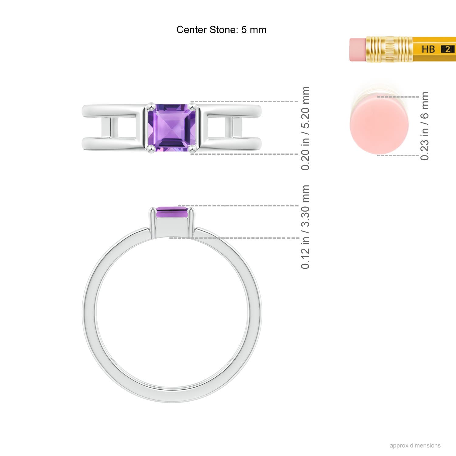 A - Amethyst / 0.7 CT / 14 KT White Gold