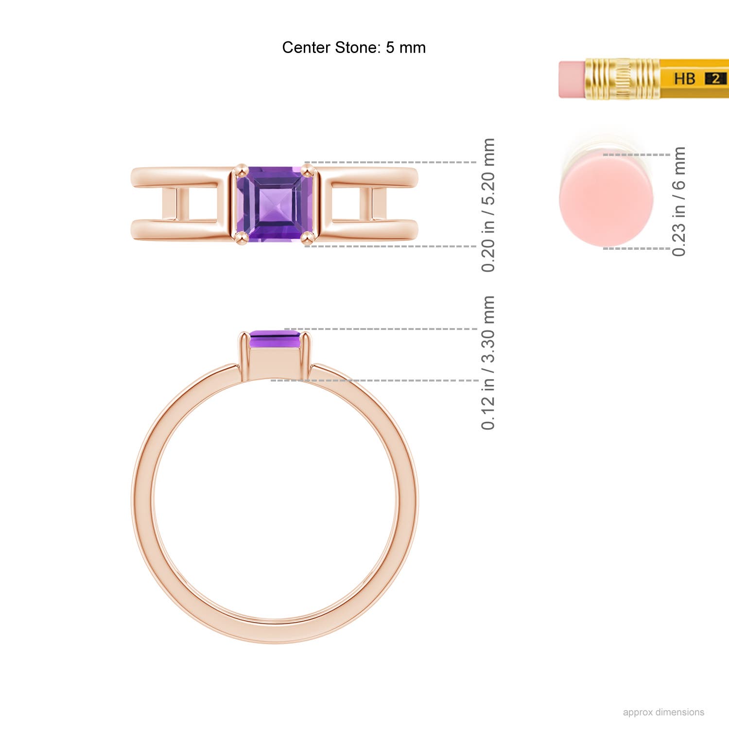 AA - Amethyst / 0.7 CT / 14 KT Rose Gold