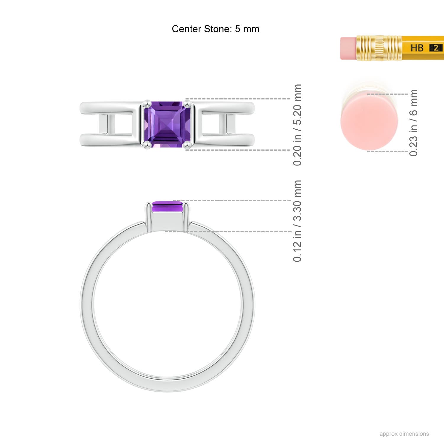 AAA - Amethyst / 0.7 CT / 14 KT White Gold