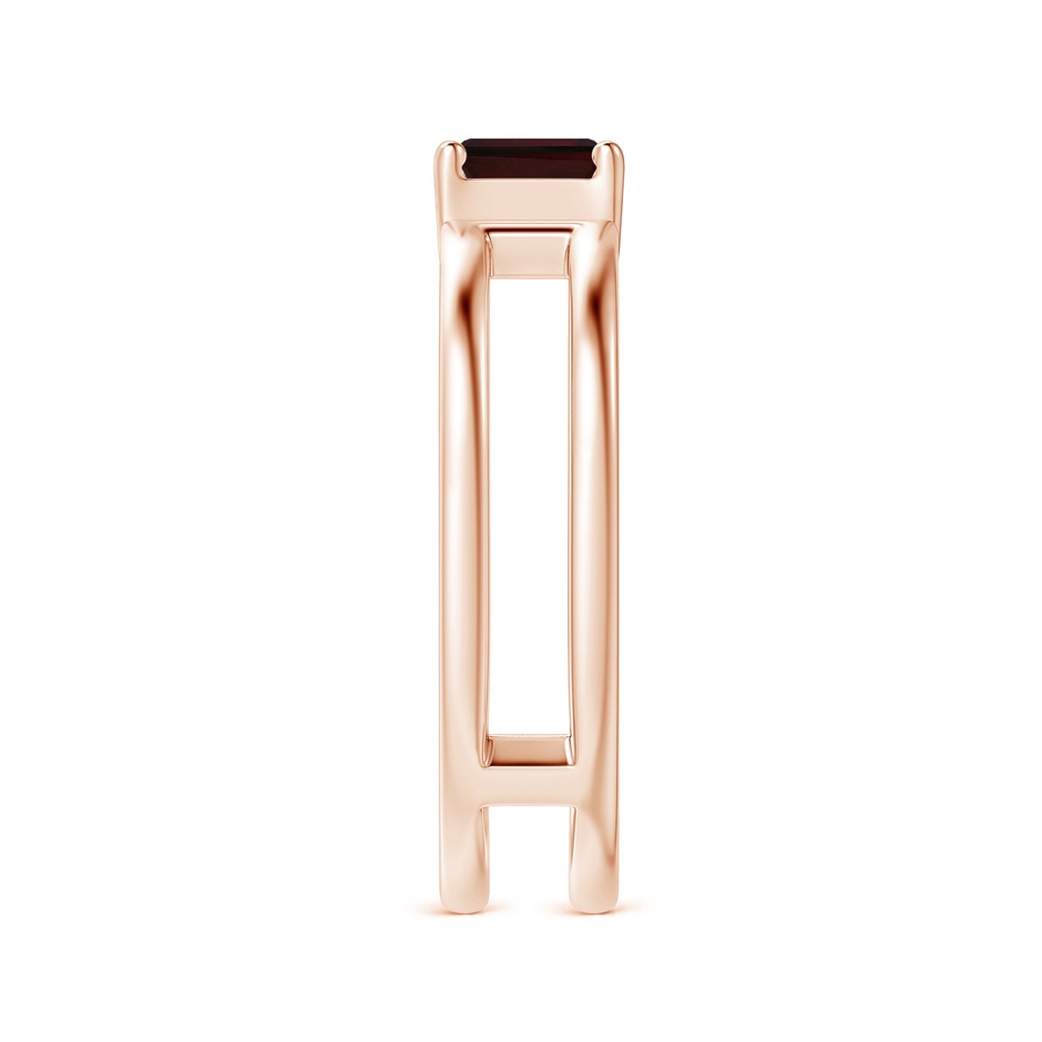 5mm A Parallel Split Shank Square Emerald-Cut Garnet Ring in Rose Gold side-2