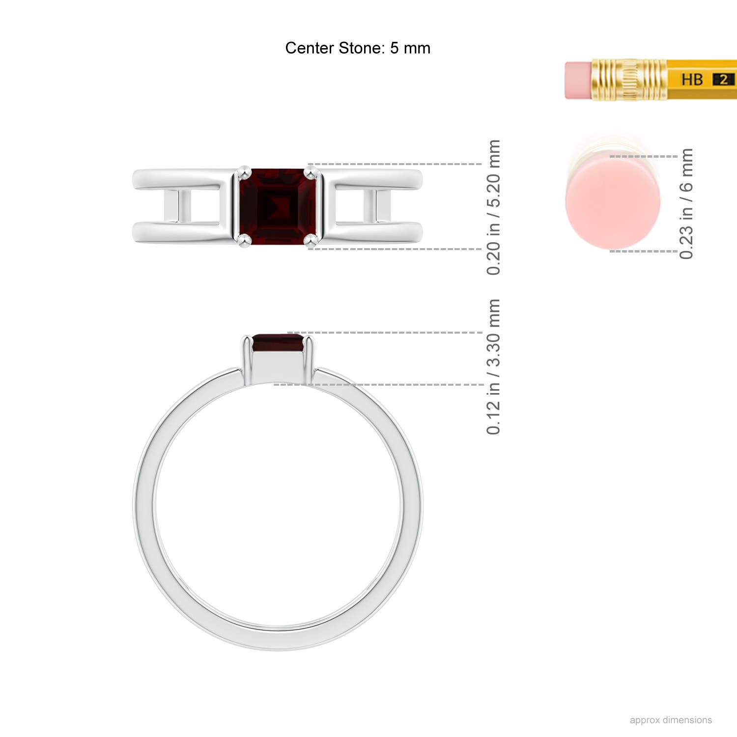 A - Garnet / 0.8 CT / 14 KT White Gold