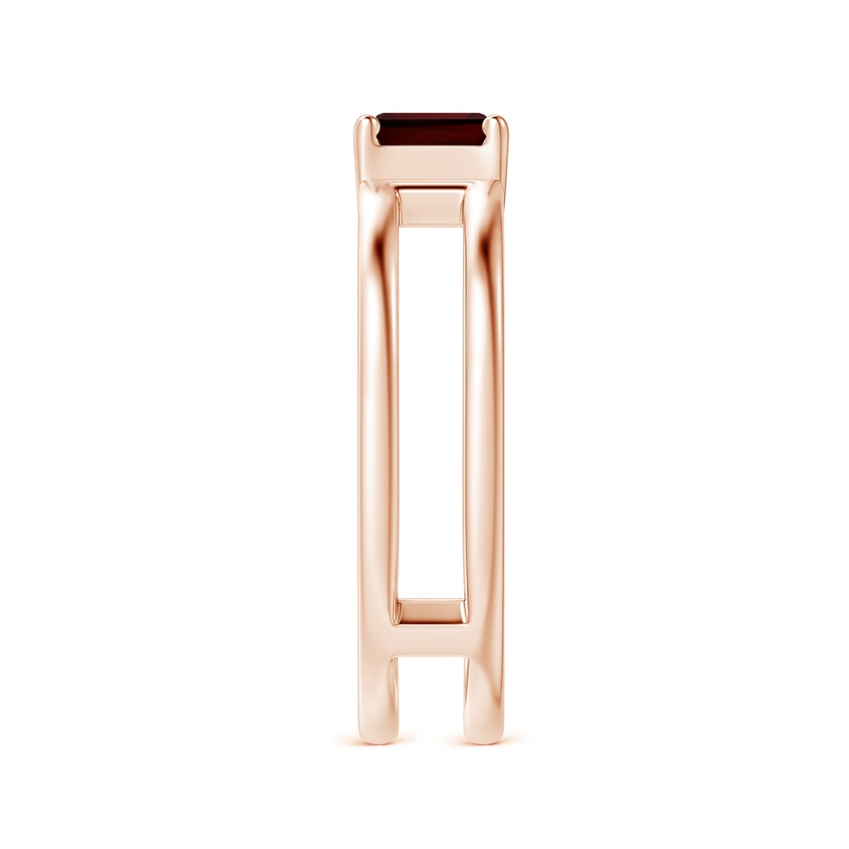 5mm AA Parallel Split Shank Square Emerald-Cut Garnet Ring in Rose Gold side-2