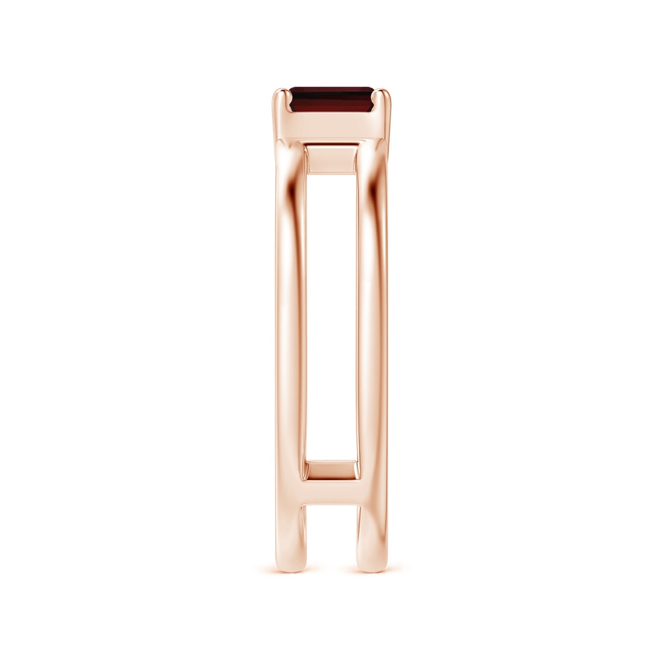 5mm AAA Parallel Split Shank Square Emerald-Cut Garnet Ring in Rose Gold side-2
