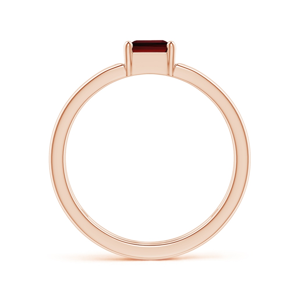 5mm AAAA Parallel Split Shank Square Emerald-Cut Garnet Ring in Rose Gold - side_1