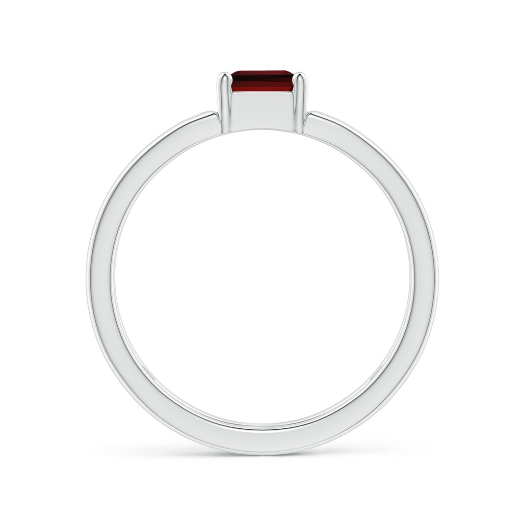 5mm AAAA Parallel Split Shank Square Emerald-Cut Garnet Ring in White Gold - side_1