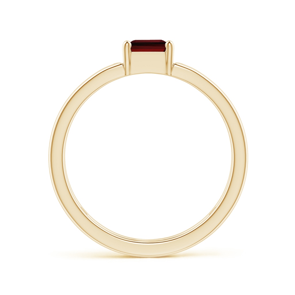 5mm AAAA Parallel Split Shank Square Emerald-Cut Garnet Ring in Yellow Gold Side-1
