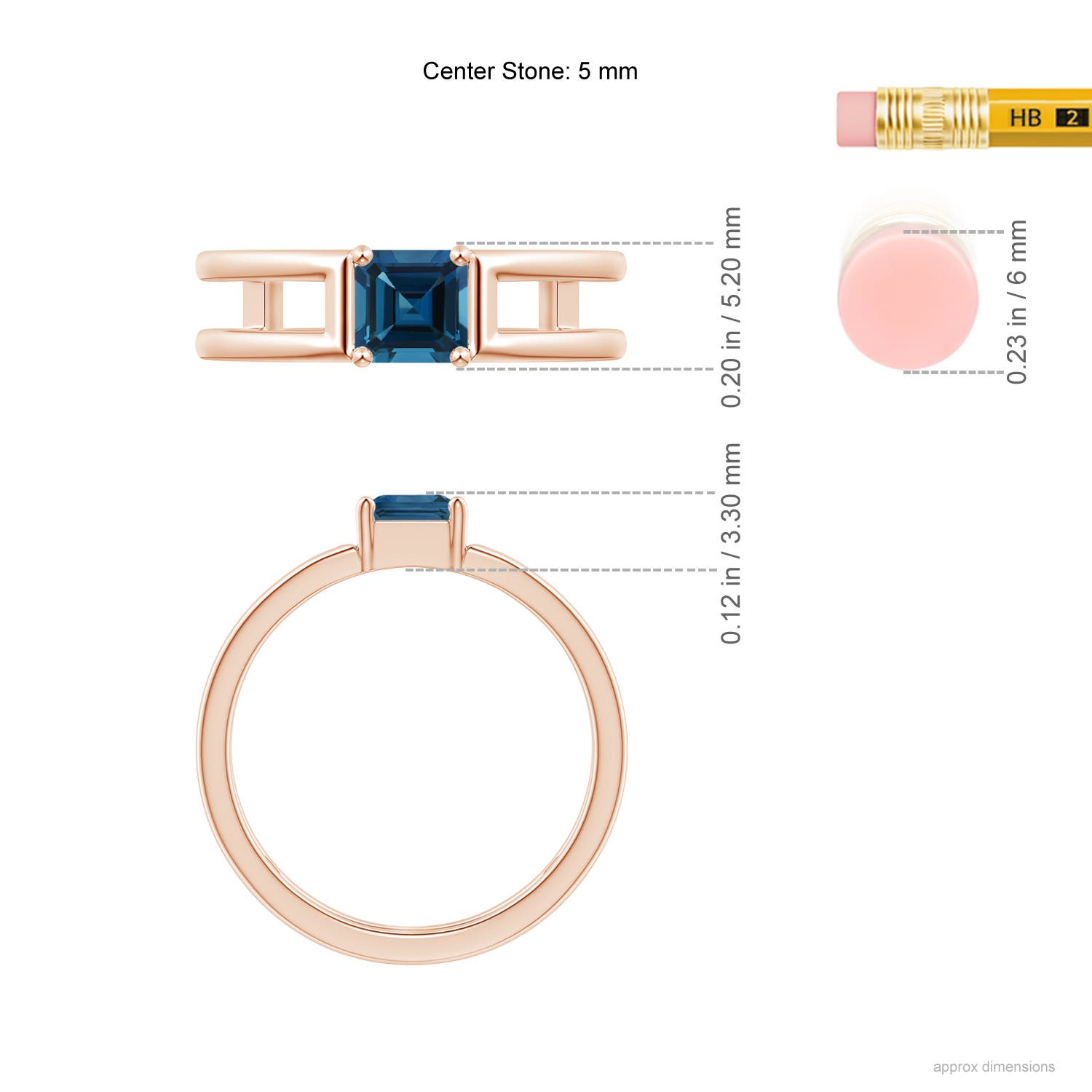 AAA - London Blue Topaz / 0.8 CT / 14 KT Rose Gold