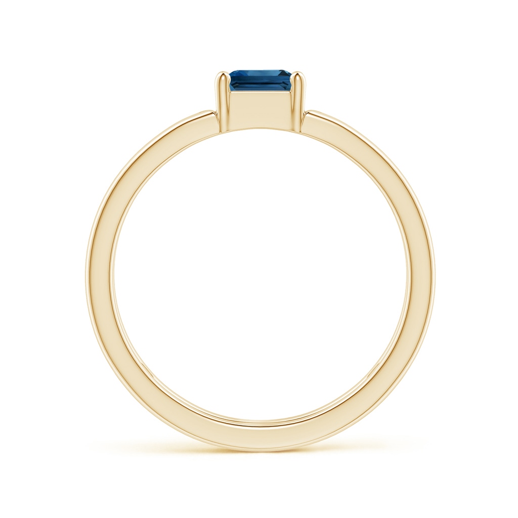 5mm AAAA Parallel Split Shank Square Emerald-Cut London Blue Topaz Ring in Yellow Gold Side-1