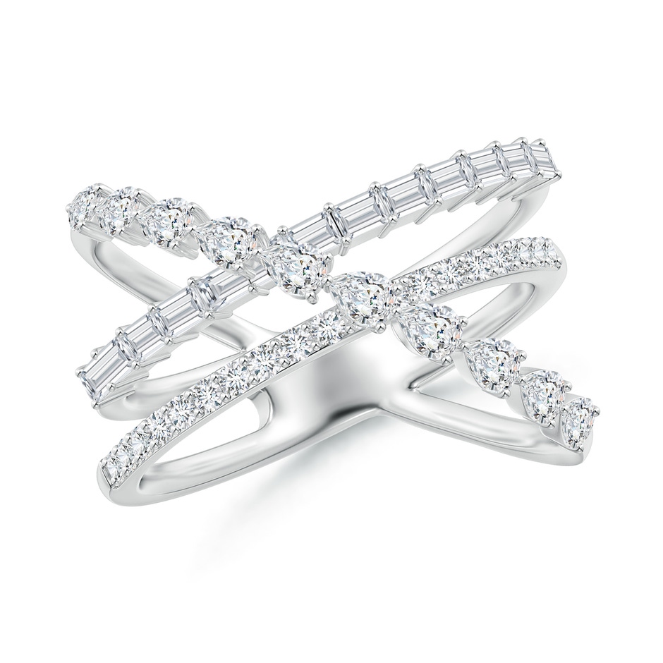 3x2mm GVS2 Multi-Shape Diamond Crossover Ring in P950 Platinum 