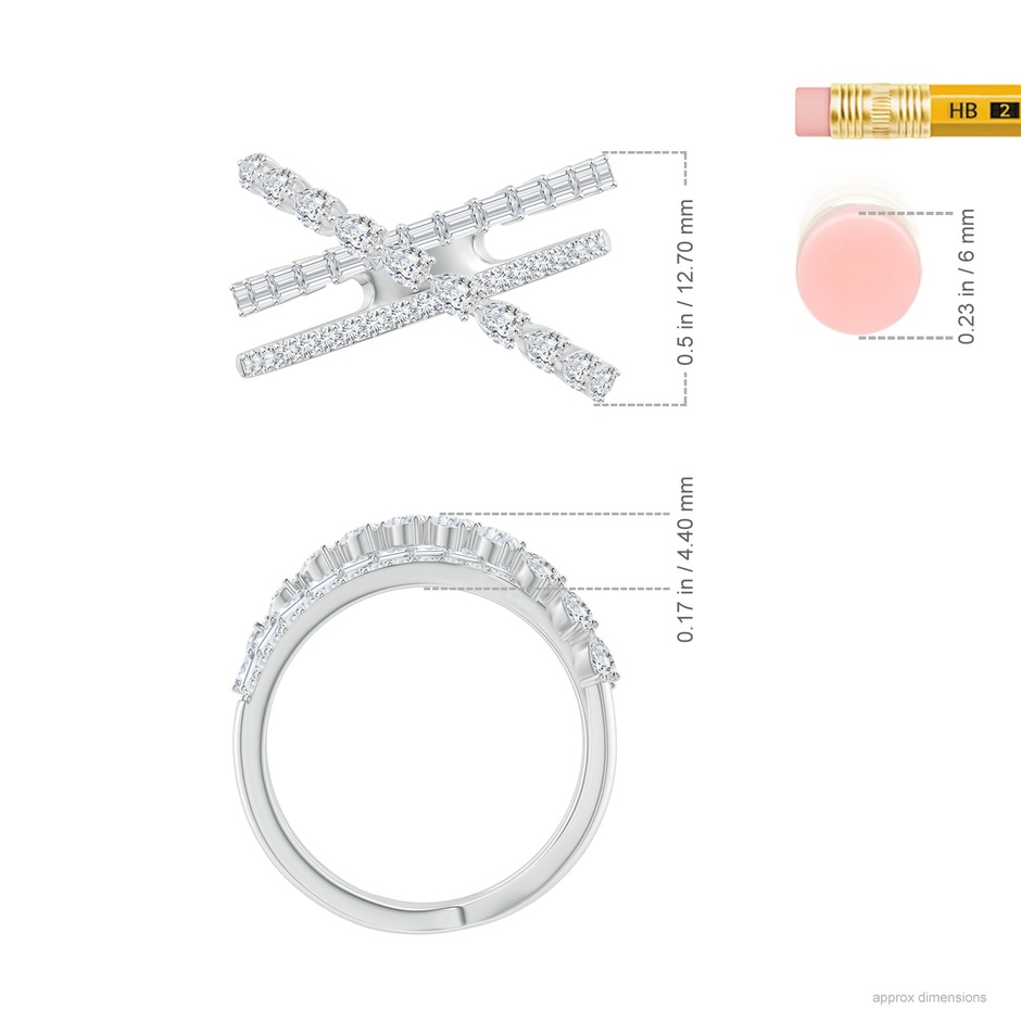 3x2mm GVS2 Multi-Shape Diamond Crossover Ring in P950 Platinum ruler