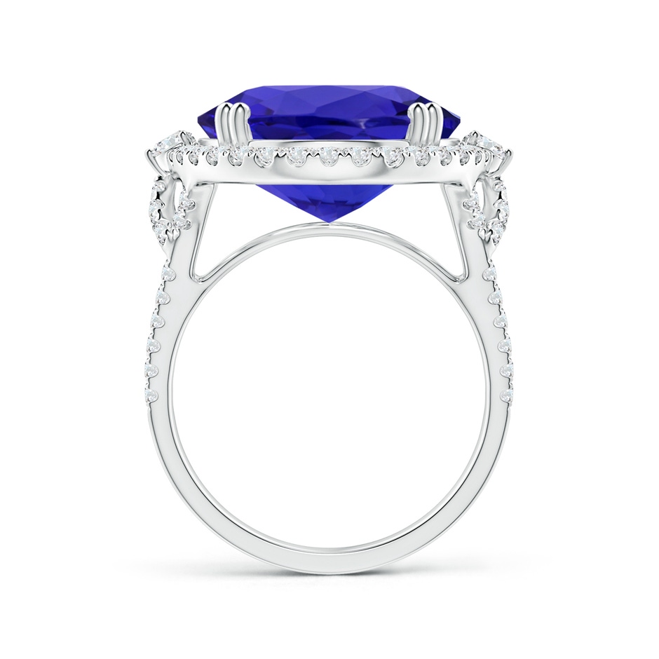 17.67x14.95x9.87mm AAAA GIA Certified Oval Tanzanite Halo Split Shank Ring in 18K White Gold side-1